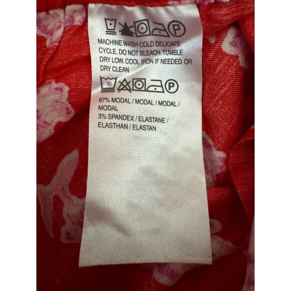 Candace Cameron Bure 1XP Floral Wide Leg Pants Stretchy Modal Spandex Red - Picture 8 of 9